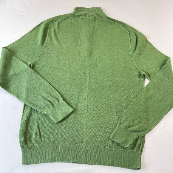 Brooks Brothers 346 Men’s Sz Medium Green Linen Blend Long Sleeve 1/4 Zip Shirt - Picture 2 of 6